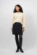 Selma Ls Knit V-Neck - Birch