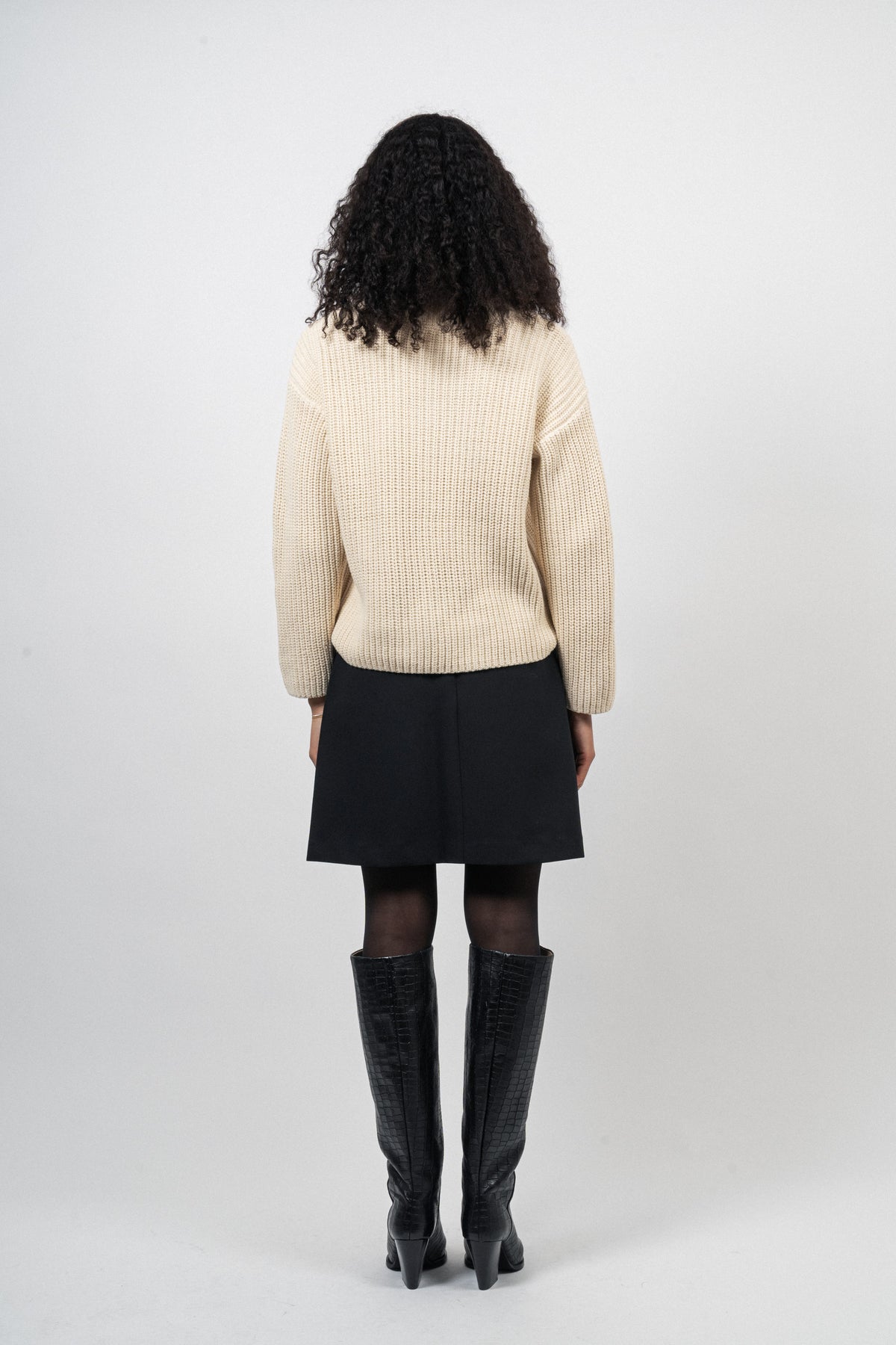 Selma Ls Knit V-Neck - Birch