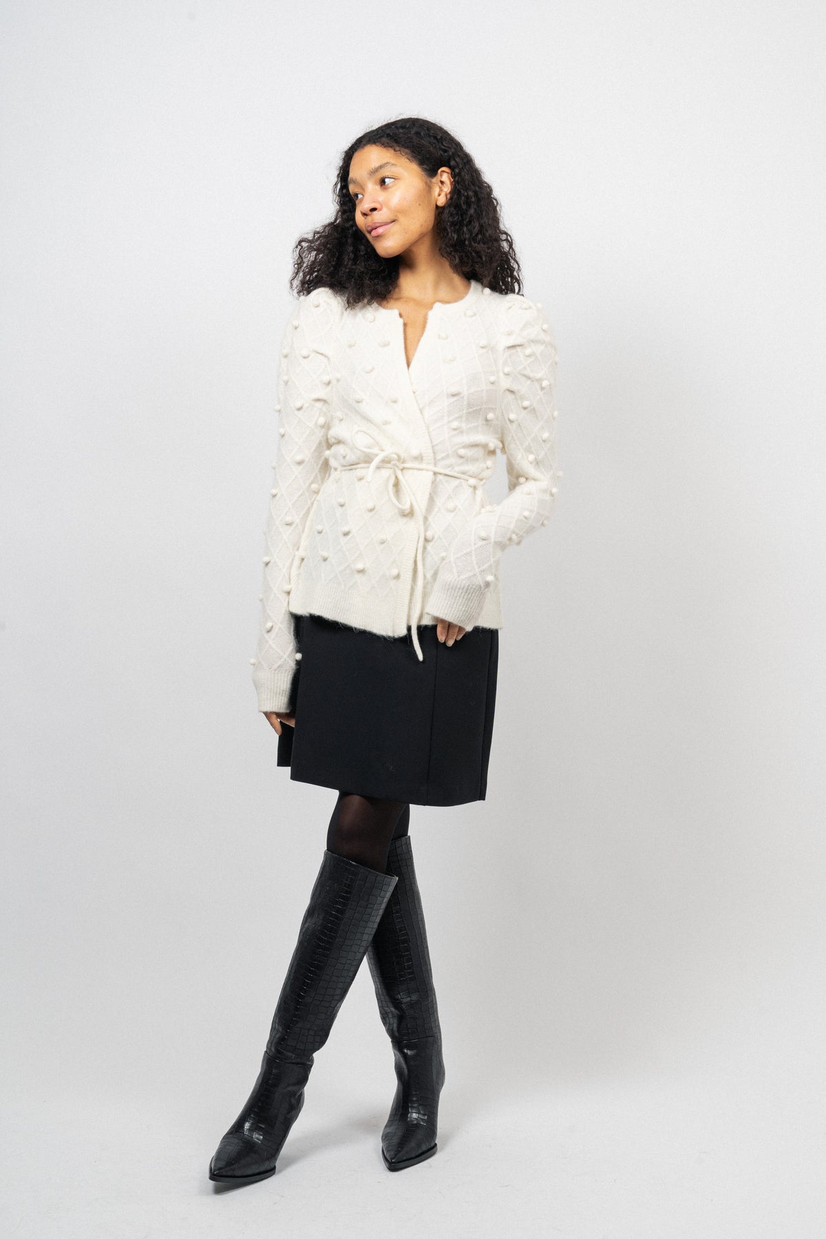 Talia Alpaca Cardigan - Ivory