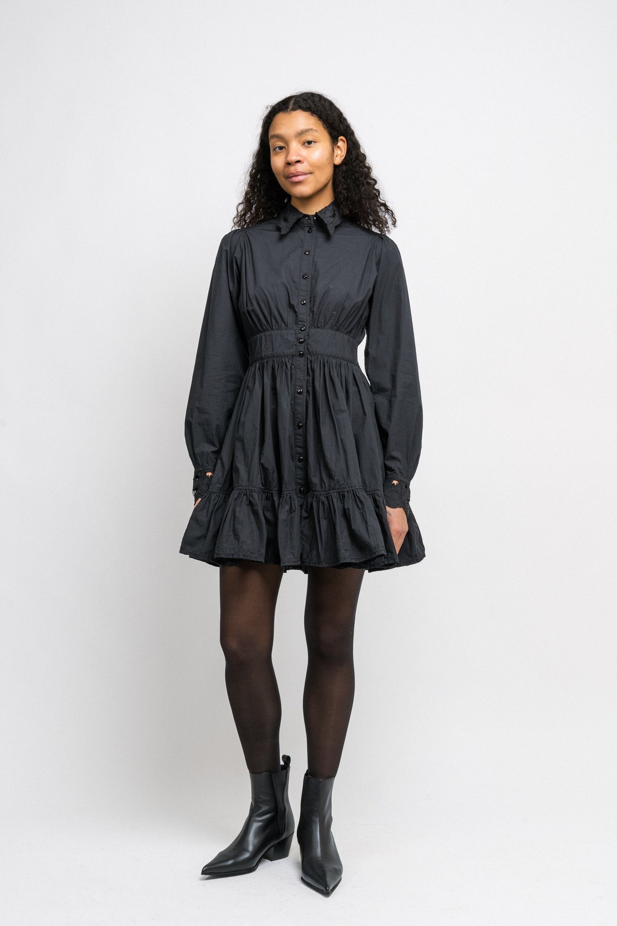 Poplin Mini Dress - Black
