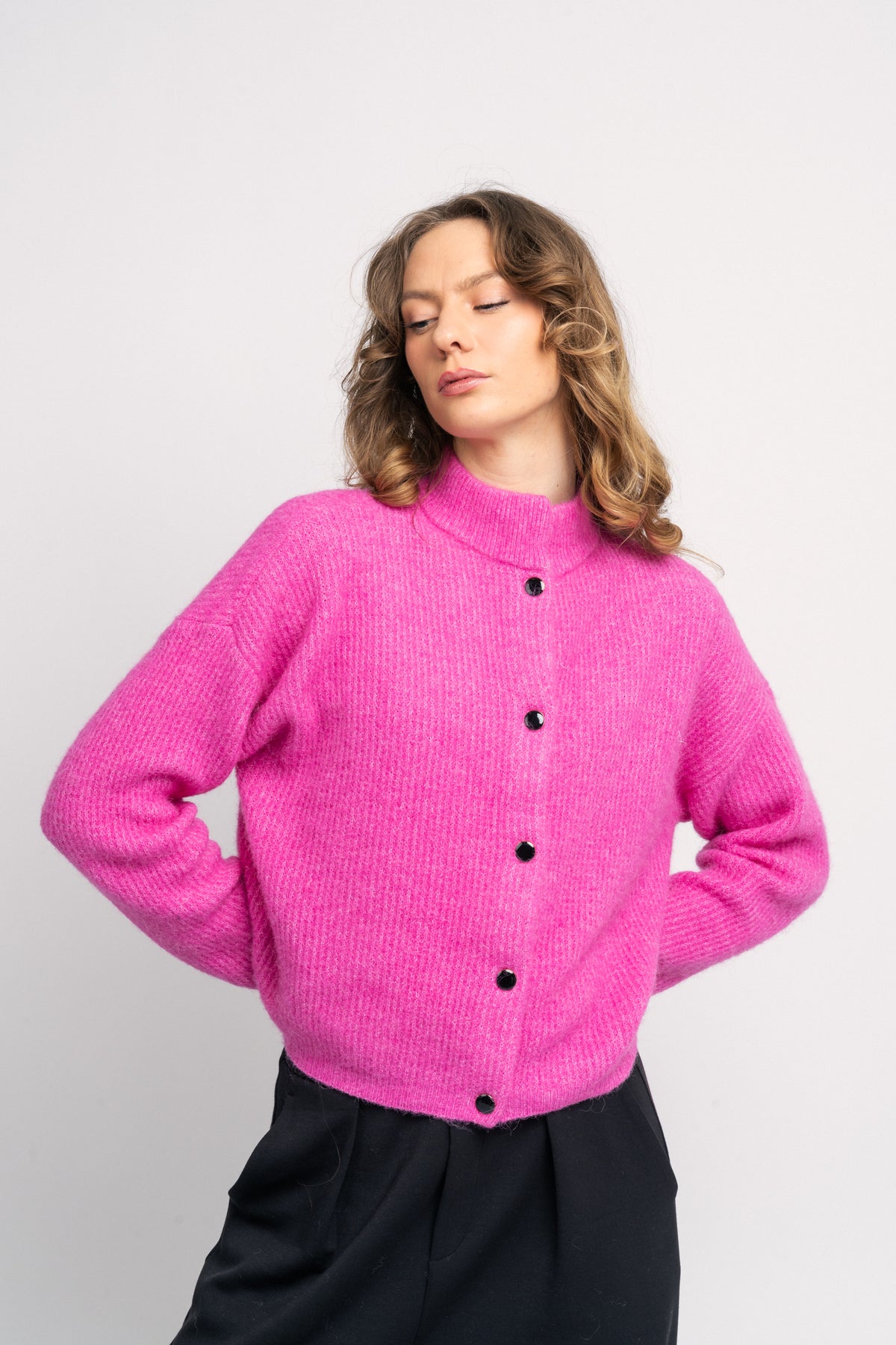 AlphaGZ Short Cardigan - Super Pink Melange