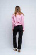 Lulu Ls Knit Frills O-Neck - Moonlite Mauve Melange