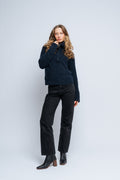 Sia Ras Ls Knit Half Zipper Ex - Dark Sapphire Melange