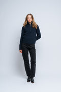 Sia Ras Ls Knit Half Zipper Ex - Dark Sapphire Melange