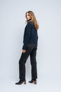 Sia Ras Ls Knit Half Zipper Ex - Dark Sapphire Melange