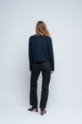 Sia Ras Ls Knit Half Zipper Ex - Dark Sapphire Melange