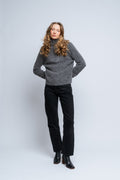 Selected Femme Sia Ras Ls Knit Half Zipper Ex - Medium Grey Melange