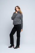Selected Femme Sia Ras Ls Knit Half Zipper Ex - Medium Grey Melange
