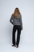 Selected Femme Sia Ras Ls Knit Half Zipper Ex - Medium Grey Melange