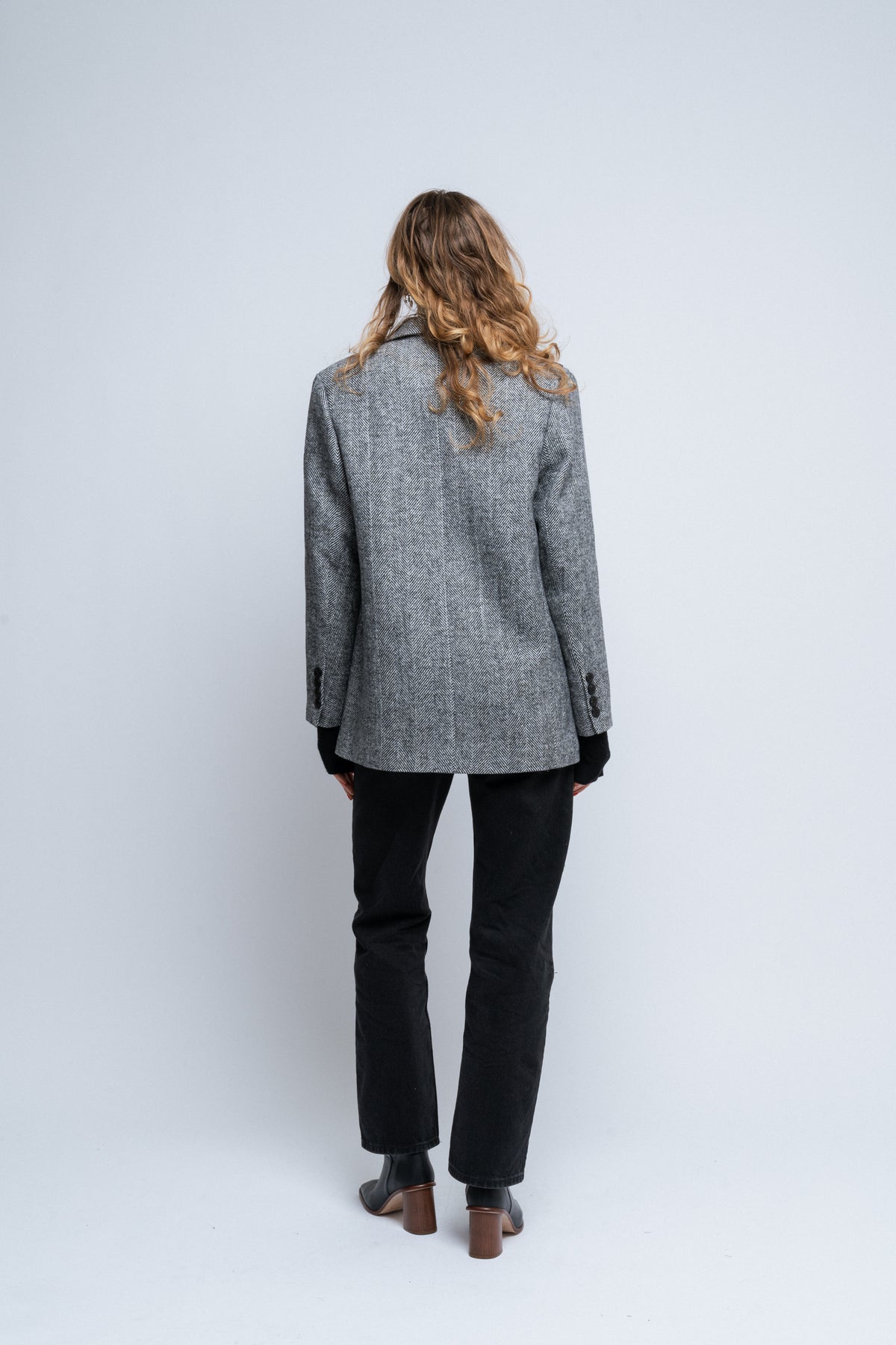 Gaby Herringbone Blazer - Black