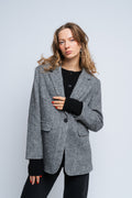 Gaby Herringbone Blazer - Black