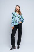 Irene Ls Aop Top - Cashmere Blue/Classic Green