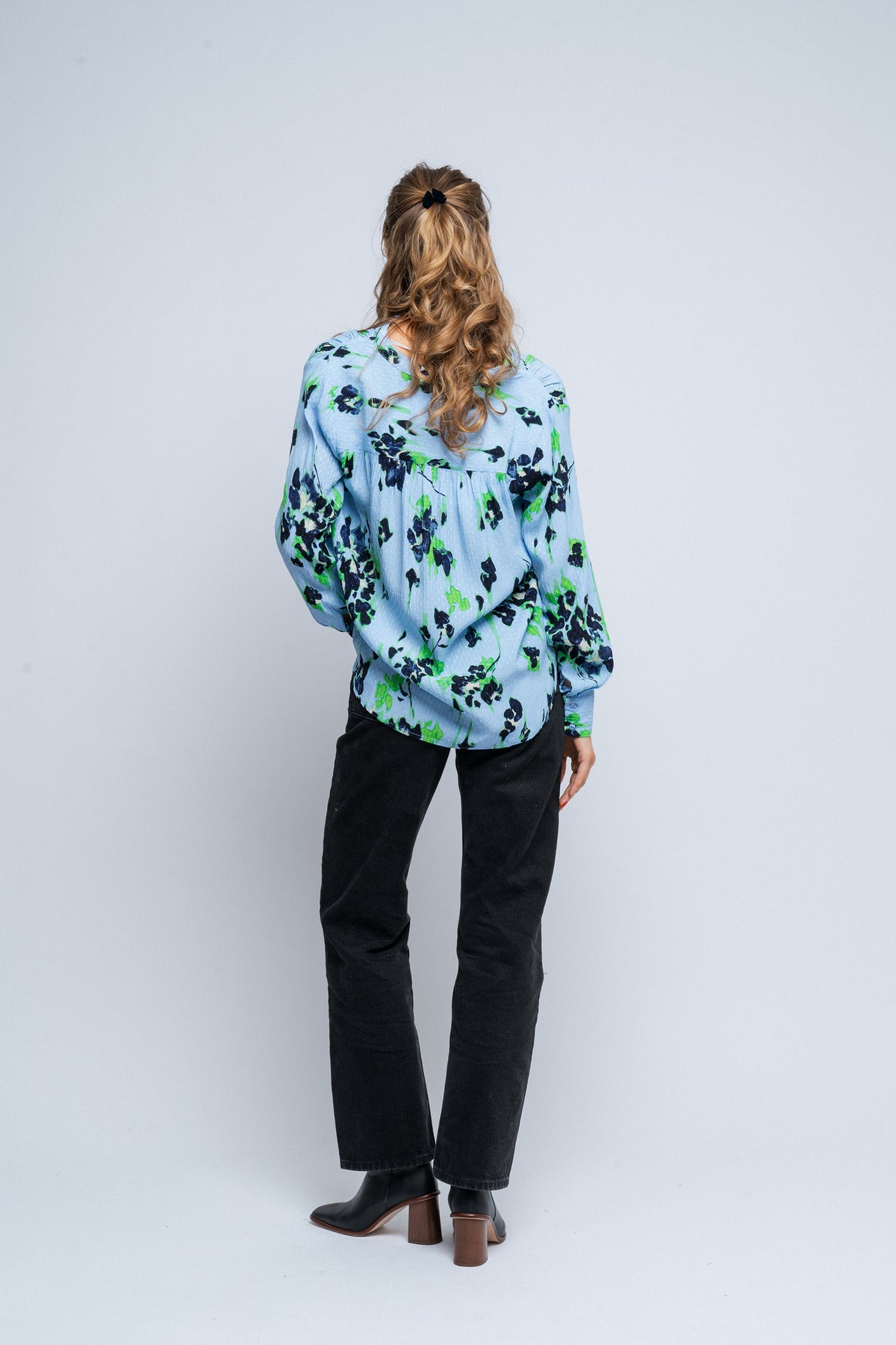 Irene Ls Aop Top - Cashmere Blue/Classic Green