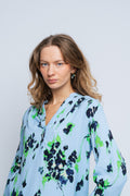 Irene Ls Aop Top - Cashmere Blue/Classic Green