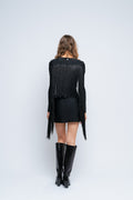Sequin Fringe Mini Dress - Black