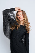 Sequin Fringe Mini Dress - Black