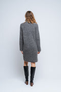 Sia Ras Ls Long Zipper Knit Dress Ex - Medium Grey Melange