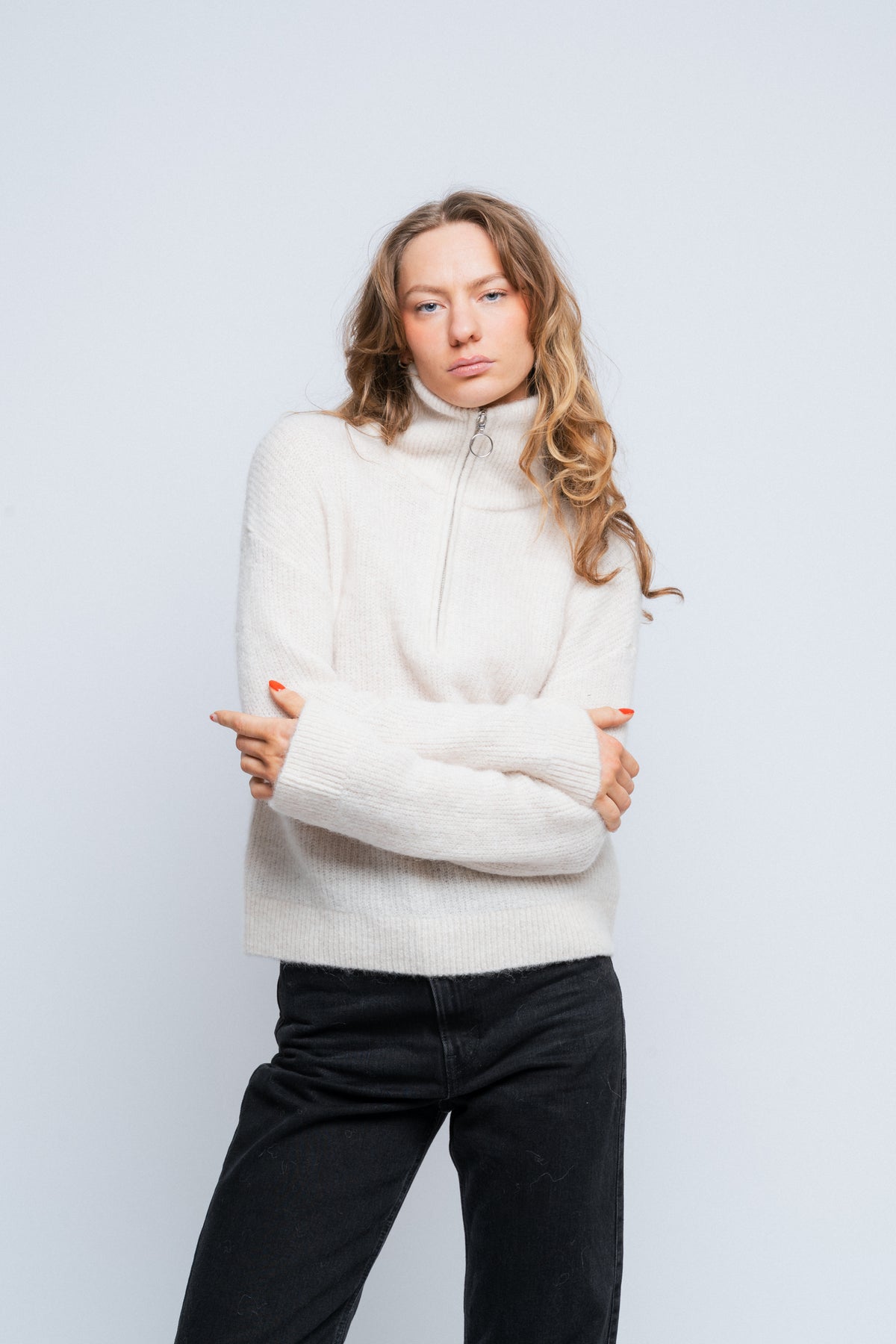 Sia Ras Ls Knit Half Zipper Ex - Birch
