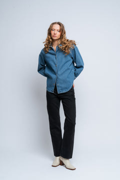 Emma Ls Aqua Blue Deni Shirt - Medium Blue Denim