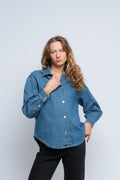 Emma Ls Aqua Blue Deni Shirt - Medium Blue Denim