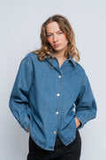 Emma Ls Aqua Blue Deni Shirt - Medium Blue Denim