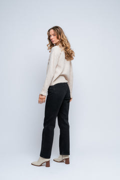 Lulu Ls Knit Frills O-Neck - Birch Melange
