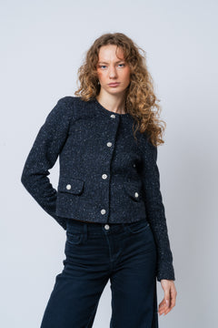 Amalia Jacket - Navy Bouclé Herringbone