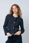Amalia Jacket - Navy Bouclé Herringbone