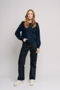Sia Ras Ls Knit Pads Cardigan Ex - Dark Sapphire Melange