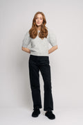 Maia Pearl Knit Tee - Light Grey Melange