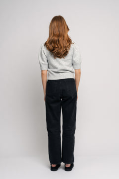 Maia Pearl Knit Tee - Light Grey Melange
