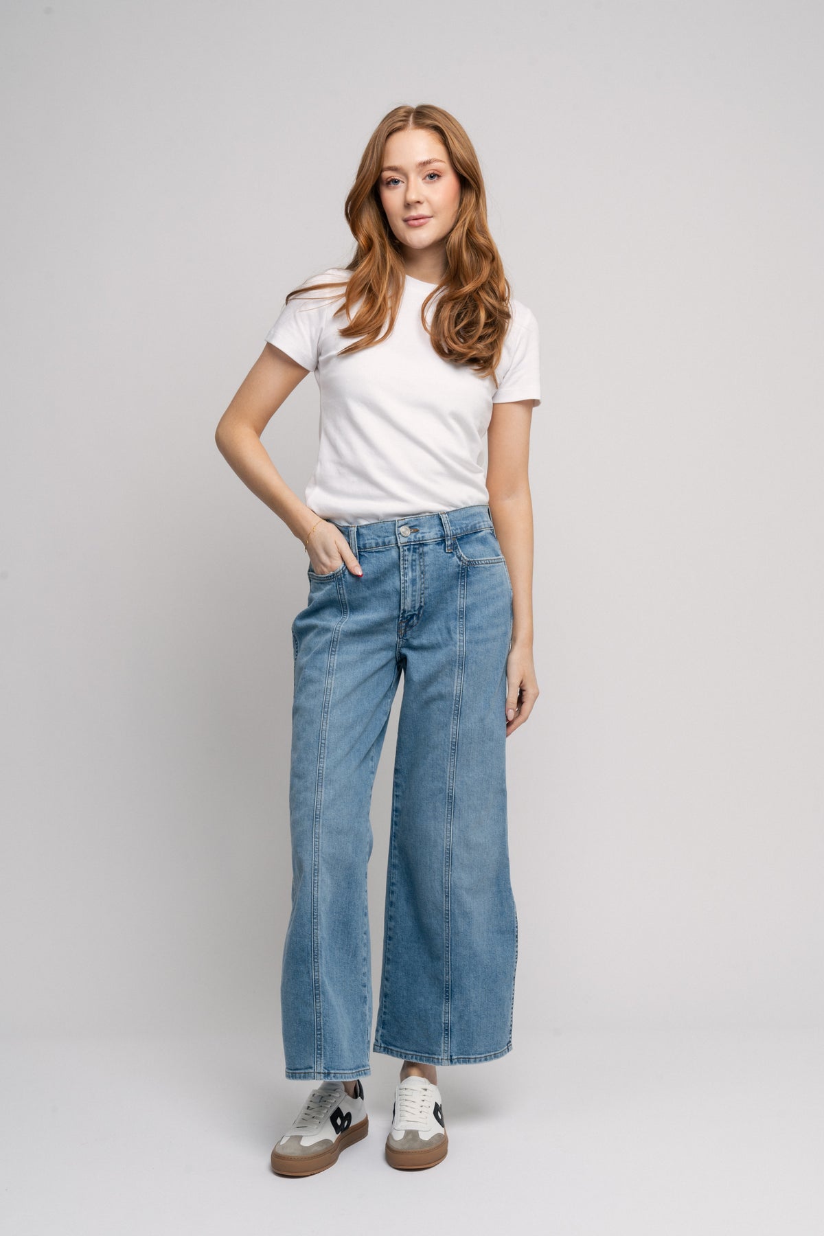 Pixie Le Slim Palazzo Side Slit - Gloomy Skies