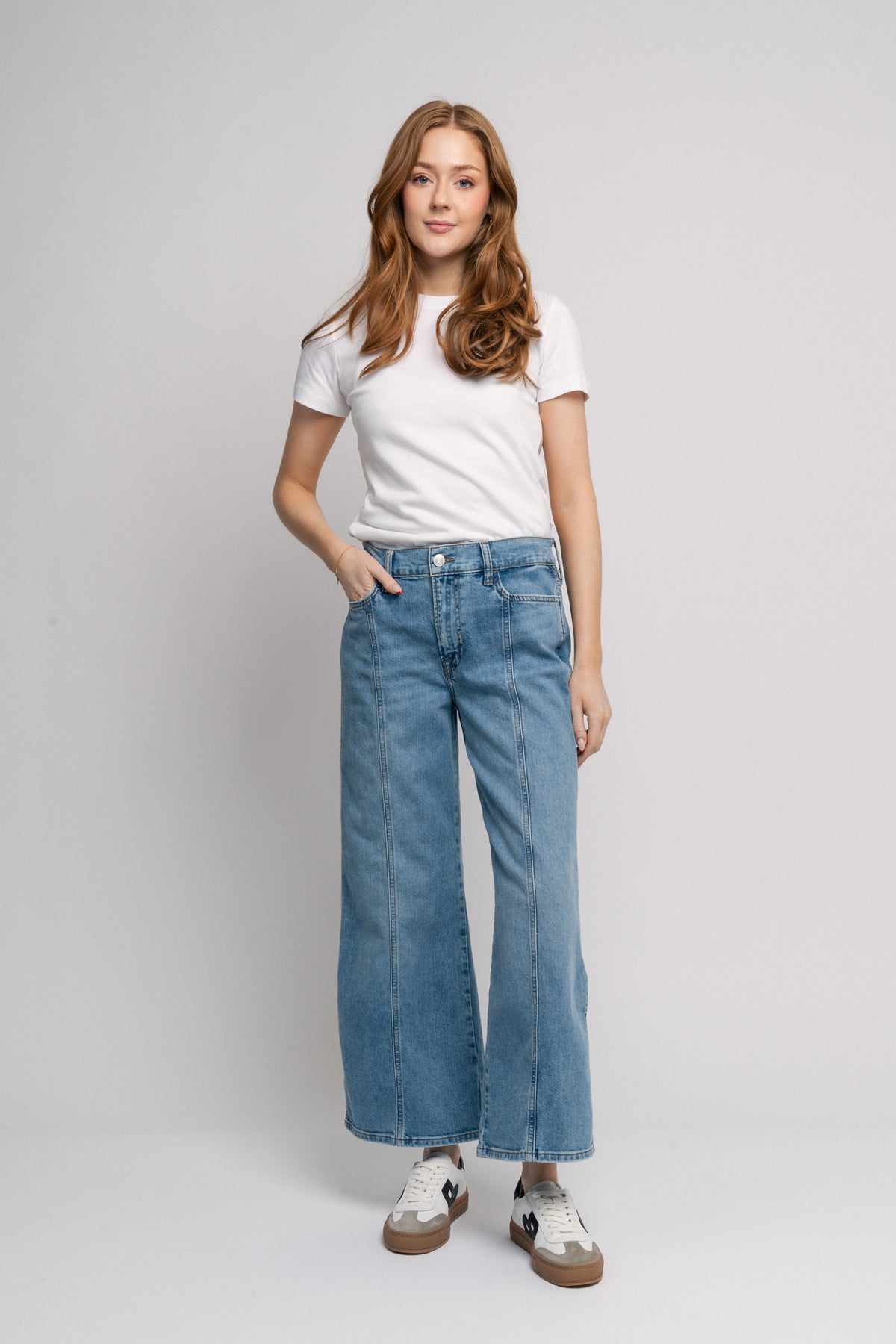 Pixie Le Slim Palazzo Side Slit - Gloomy Skies