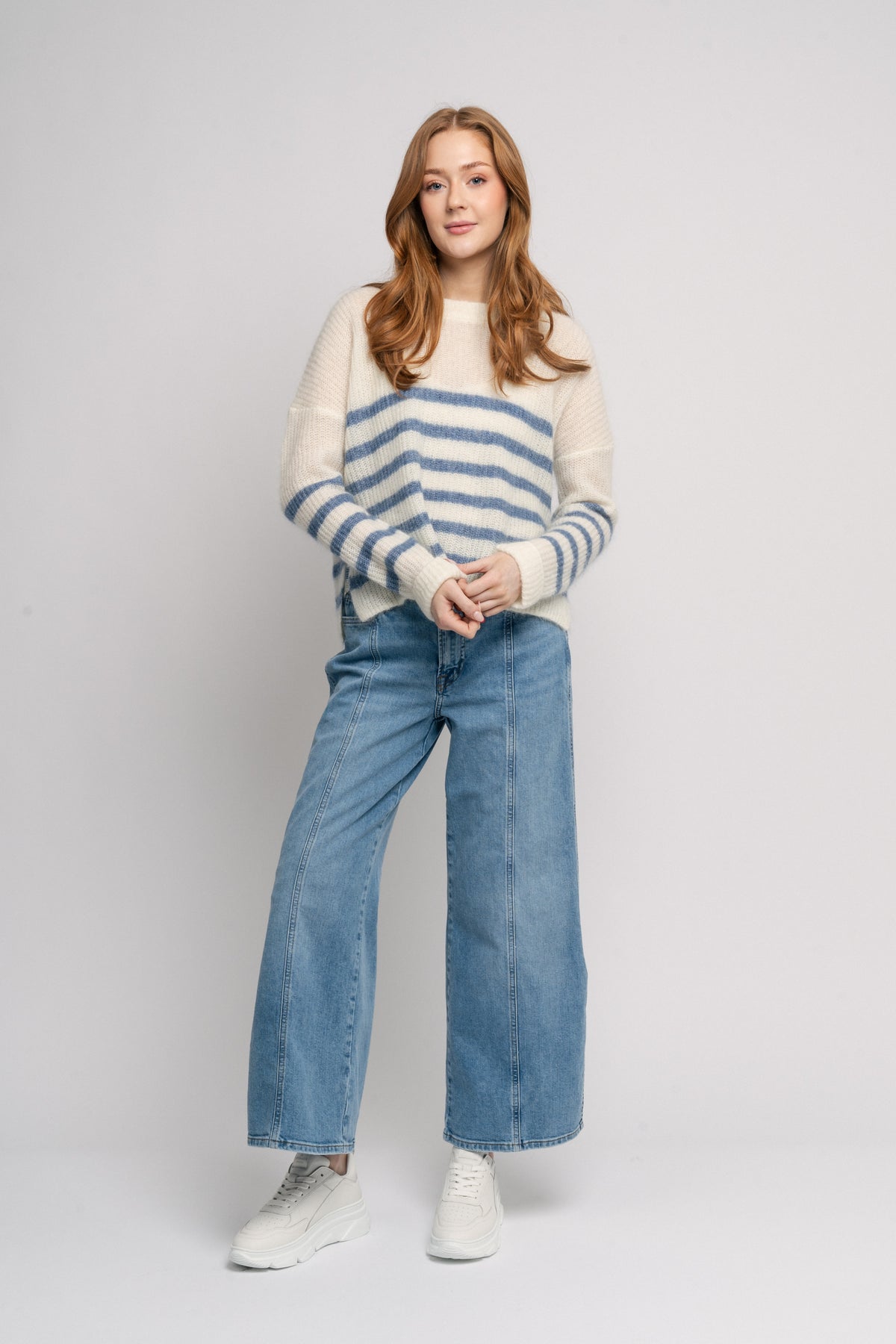 Lui Mohair Sweater - Striped Blue