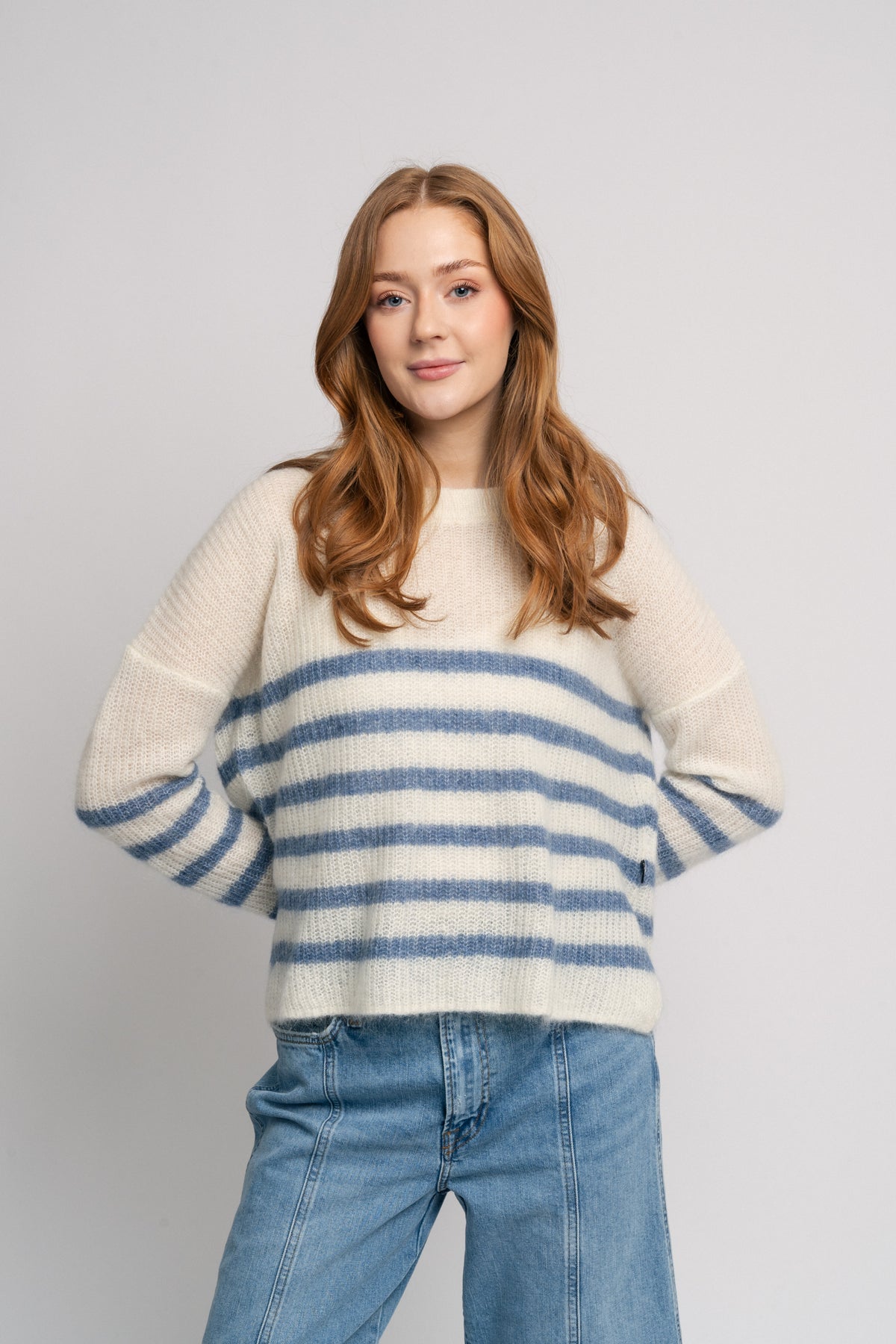 Lui Mohair Sweater - Striped Blue