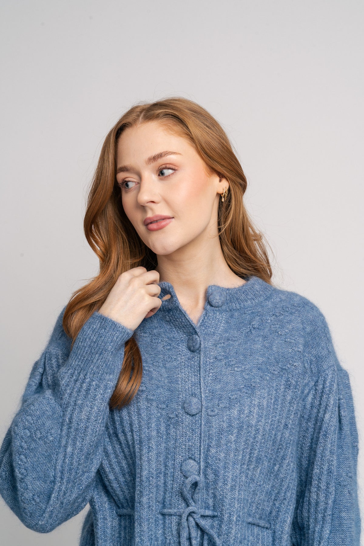Elma Mohair Cardigan - Jeans Blue
