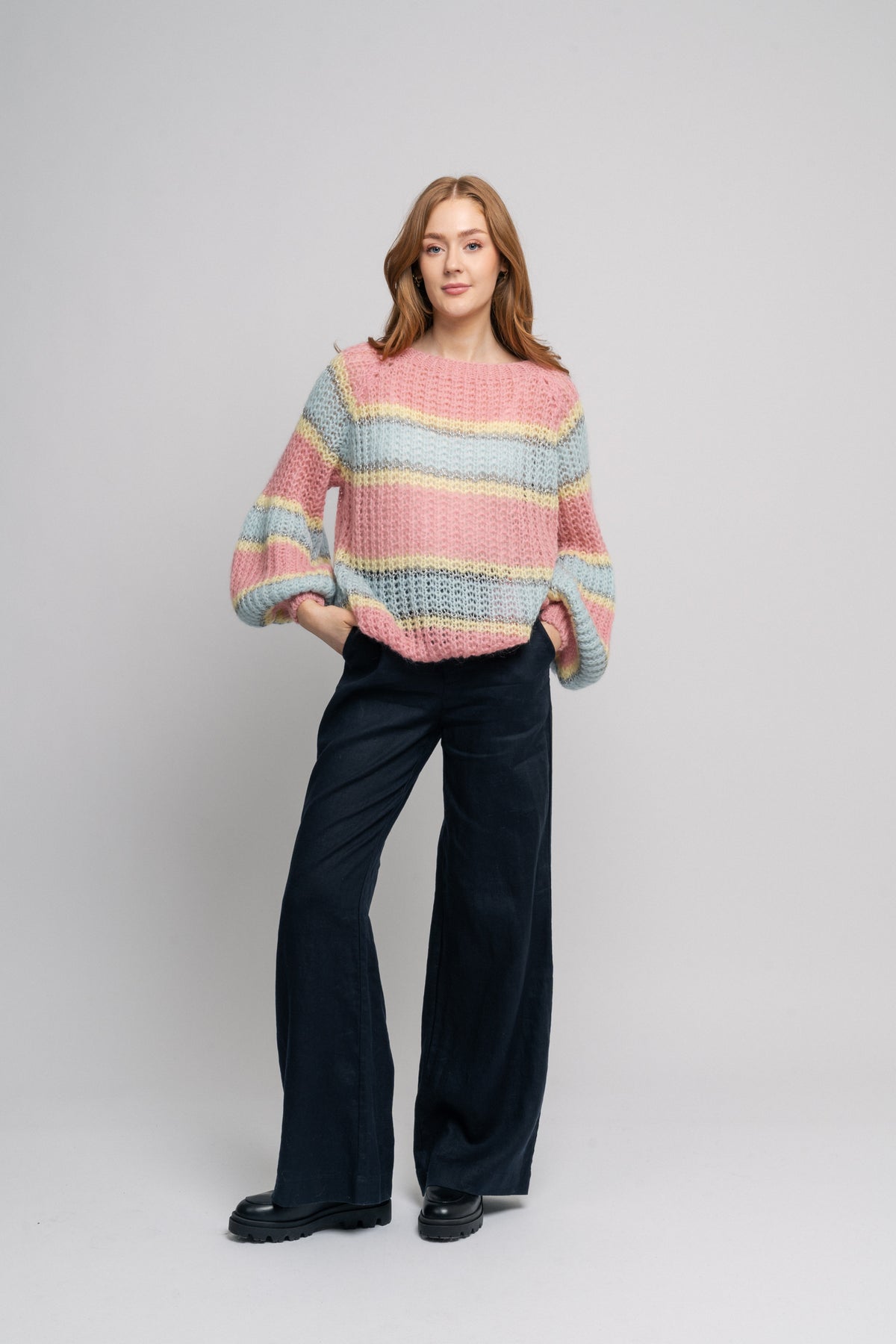 Pacific Knit Sweater - Light Blue/Rose Mix