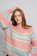 Pacific Knit Sweater - Light Blue/Rose Mix