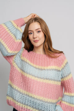 Pacific Knit Sweater - Light Blue/Rose Mix