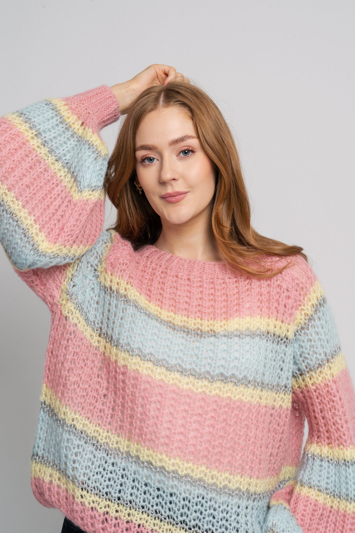 Pacific Knit Sweater - Light Blue/Rose Mix