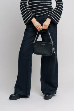 Md Camera Bag Sh Rhodium Leather - Black