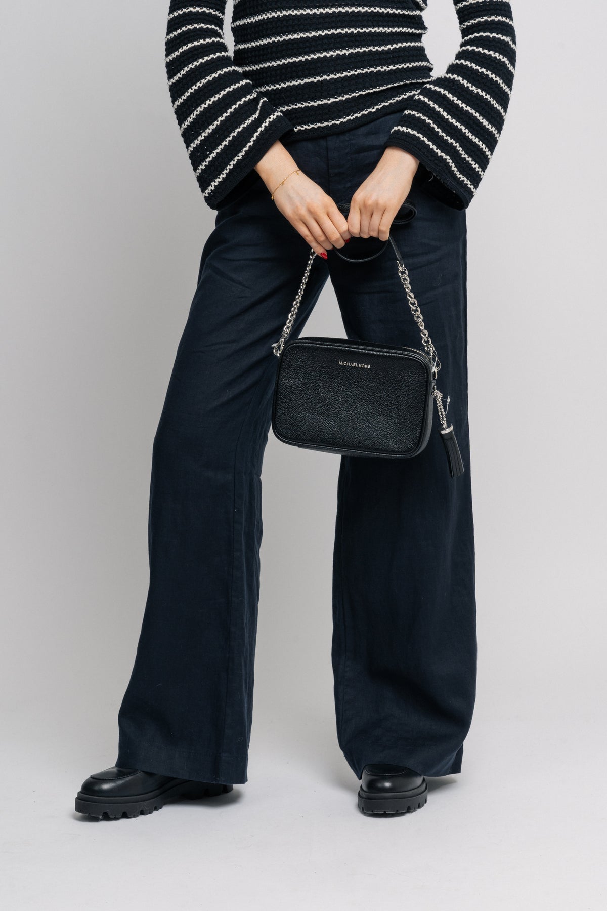 Md Camera Bag Sh Rhodium Leather - Black