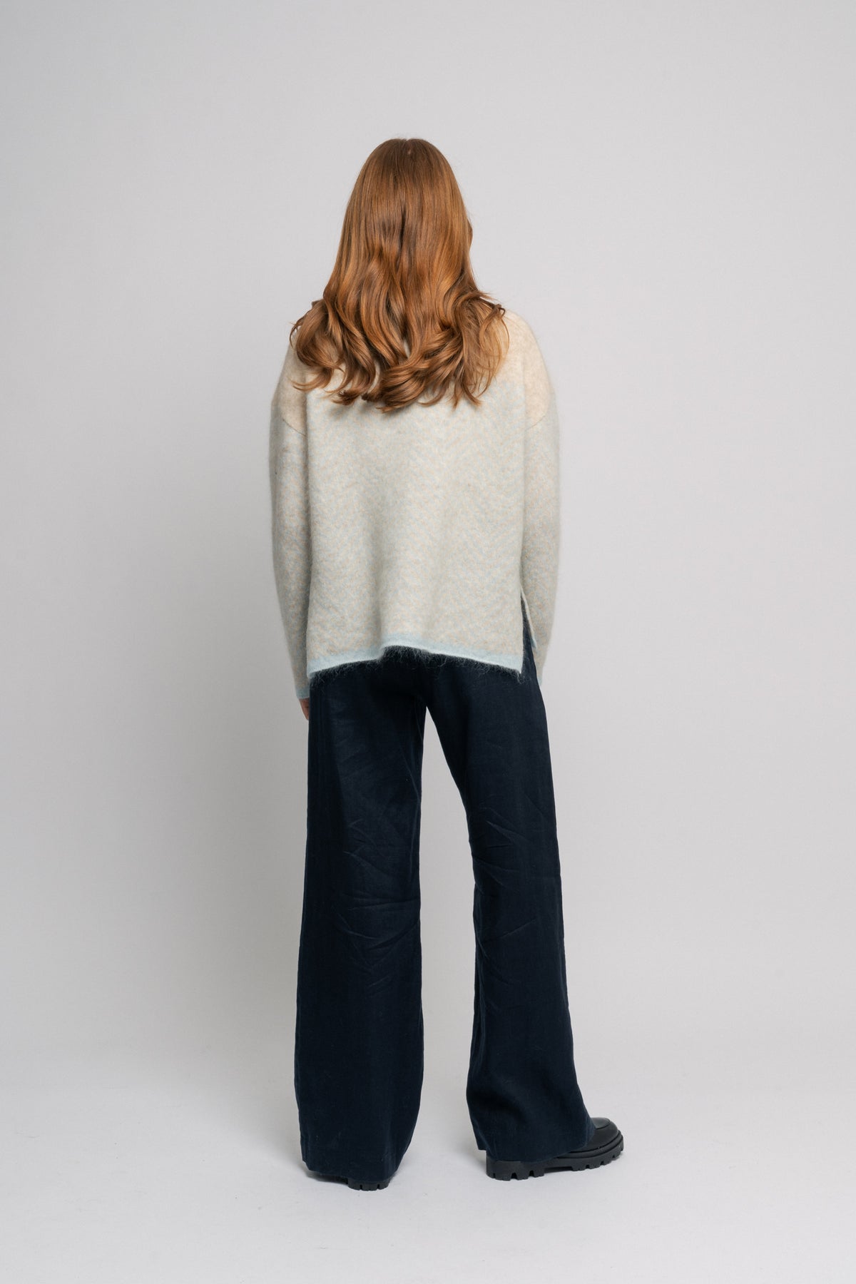 Herrin Knit Stripe T-Neck - Starlight Blue
