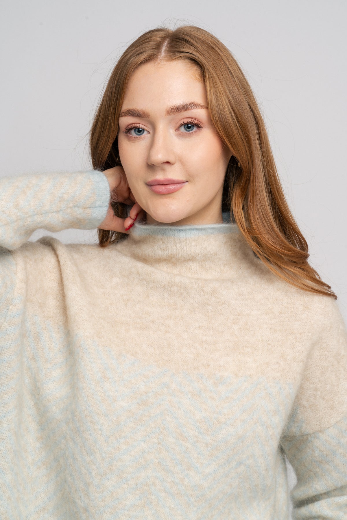 Herrin Knit Stripe T-Neck - Starlight Blue