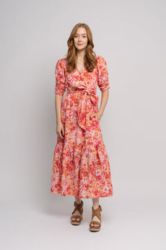 Sylvie Dress - Coral Garden Linen