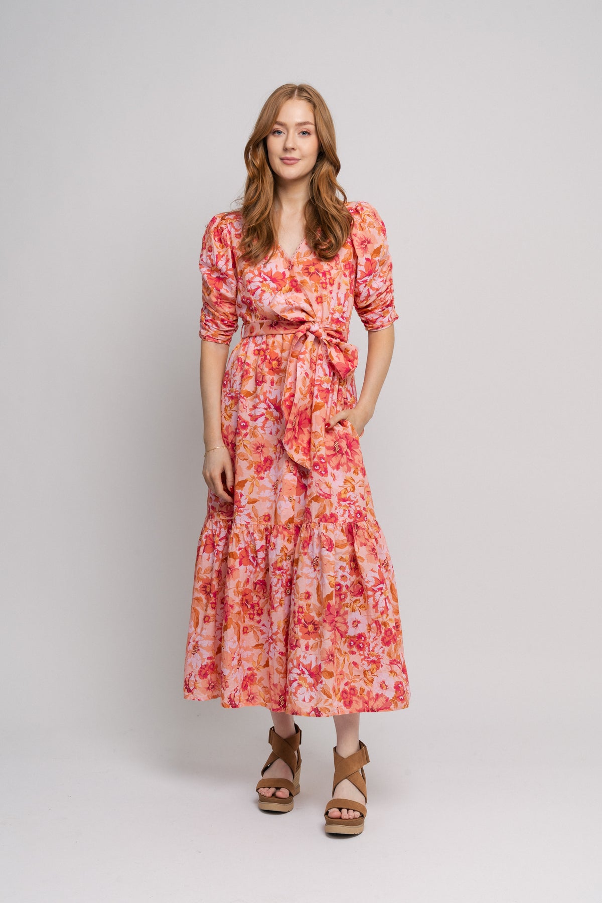 Sylvie Dress - Coral Garden Linen