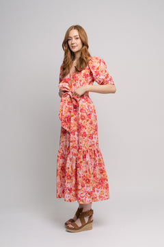 Sylvie Dress - Coral Garden Linen