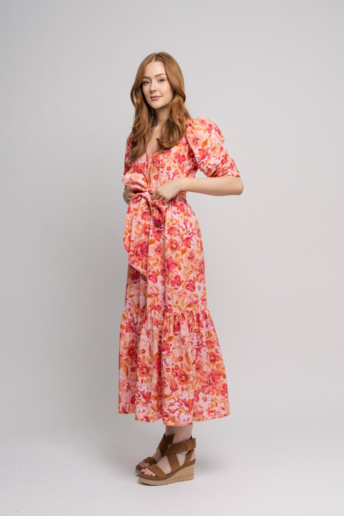 Sylvie Dress - Coral Garden Linen