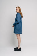 Bella Ls Short Dress - Medium Blue Denim