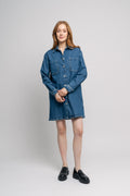 Bella Ls Short Dress - Medium Blue Denim